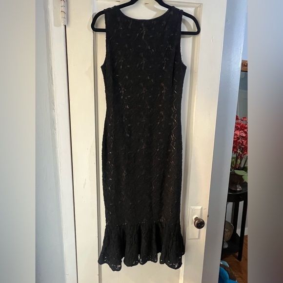 Fuzzi Black Lace Sheer Midi Dress M - Picture 3 of 10